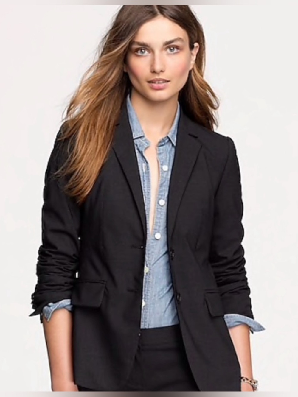J Crew 1035 Bi Stretch Blazer Jacket Wool Bl Black